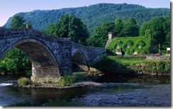 Arch Bridge and Moss Covered House, Wales, UK