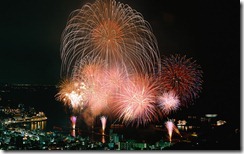 Fireworks Exploding over Harbor of Shizuoka