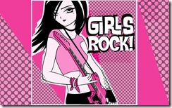Anime Rocker Girl with Pink Guitar