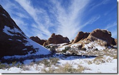 Snow in Arches National Park, Utah, USA