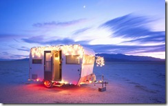 1966 Kit Companion decorated with colored holiday lights, Nevada, USA
