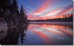 Sunrise at a lake near Wawa, Ontario, Canada
