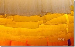 Fabric Drying in Dyer's Souk, Marrakech, Morocco.  Skeins of fabric hung to dry in the dyer's souk, Marrakech, Morocco, North Africa.