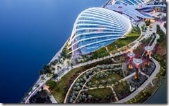 Aerial view of Gardens by the Bay and the Super Trees, Singapore City, Singapore