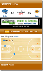ESPN ScoreCenter on Windows Phone 7