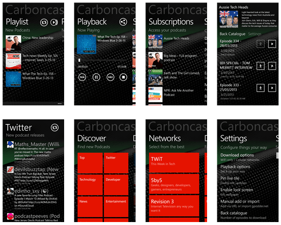 Check out the Carboncast Podcast App for Windows Phone