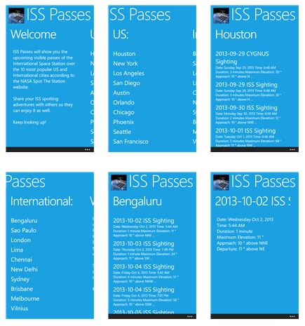 ISS Passes built with Windows Phone App Studio