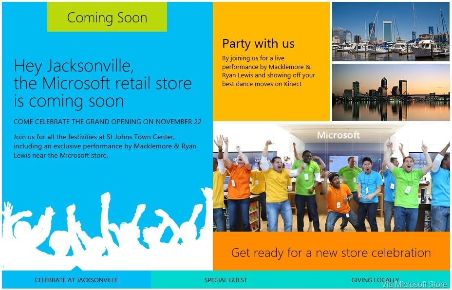 Microsoft Store in Jacksonville Scheduled for Grand Opening on 22 November 2013