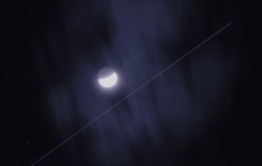 ISS Pass near Waxing Crescent Moon