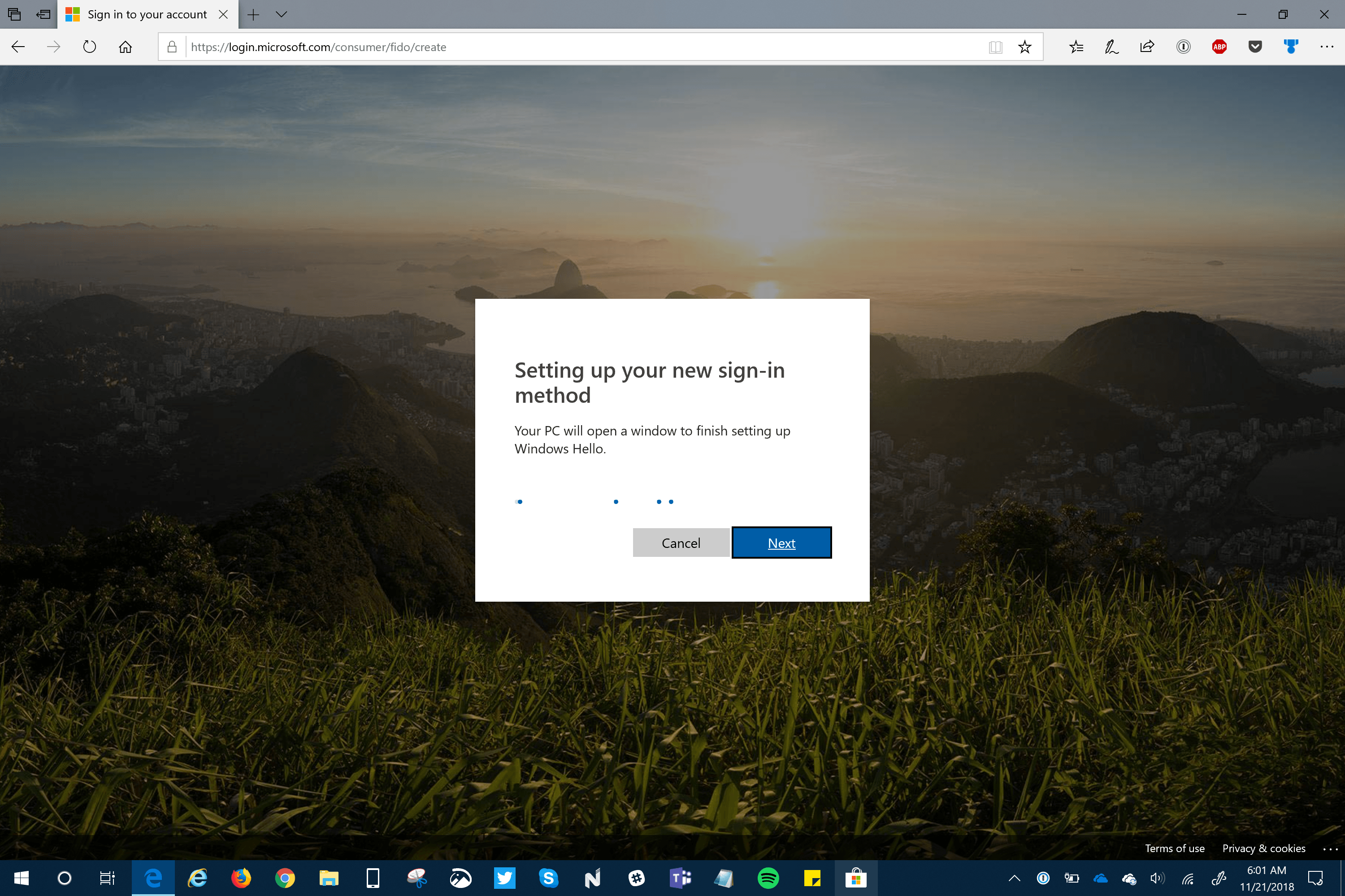 Windows Hello Passwordless Setup for MSA