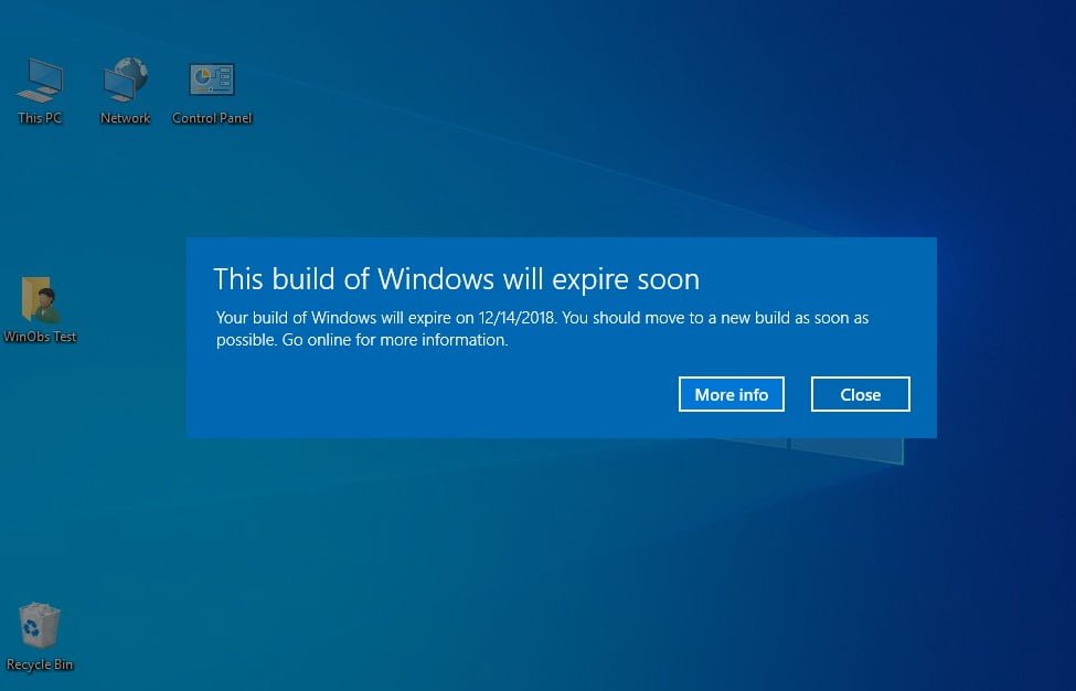 Windows 10 19H1 Builds Expiring