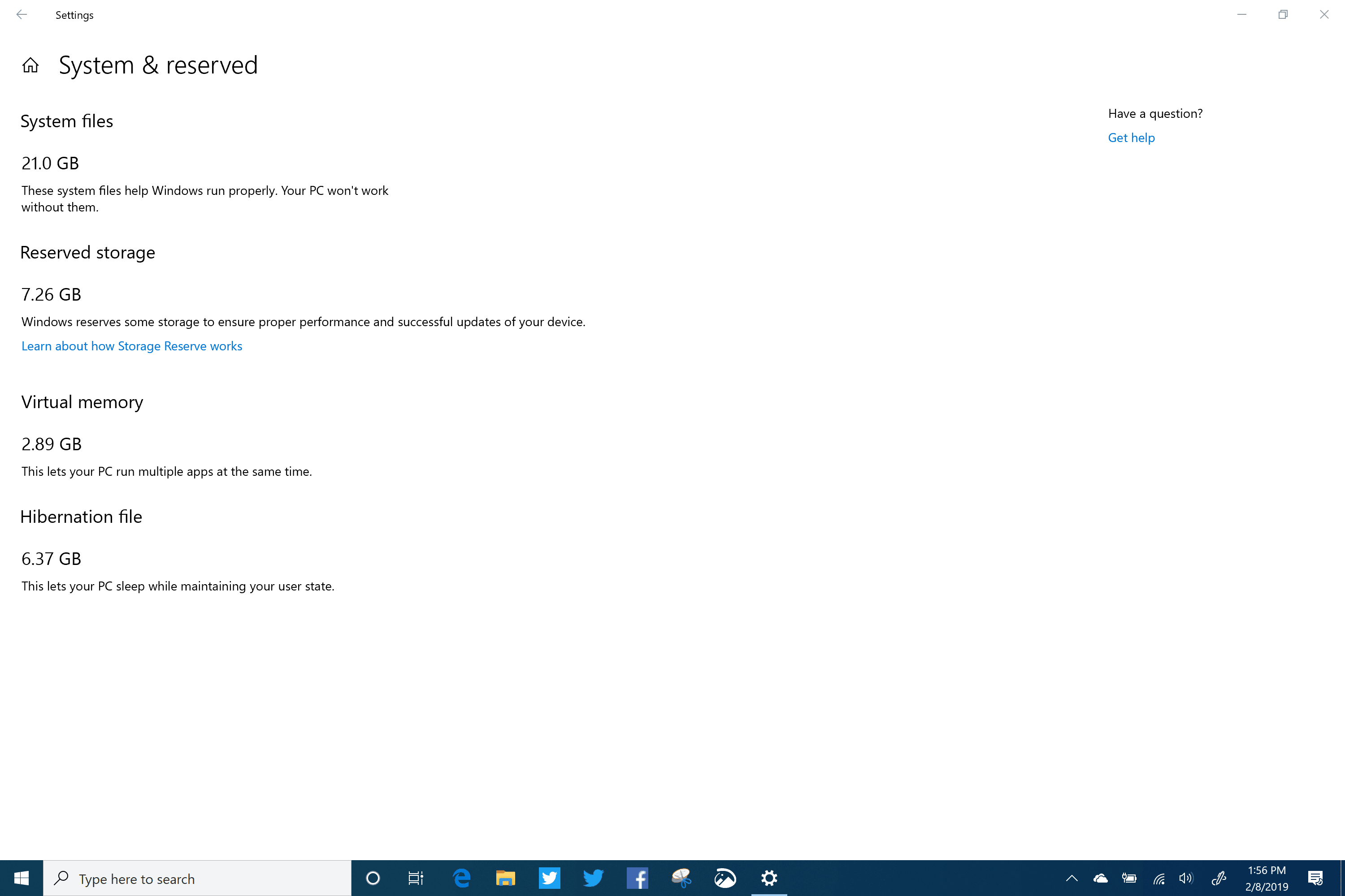 Windows 10 (19H1) Reserved Storage - Surface Book
