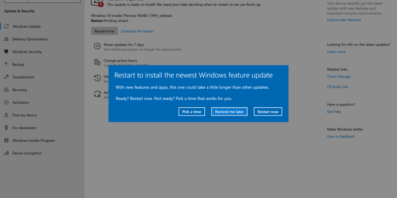Windows 10 (19H1) Build 18348 Released for Fast Ring