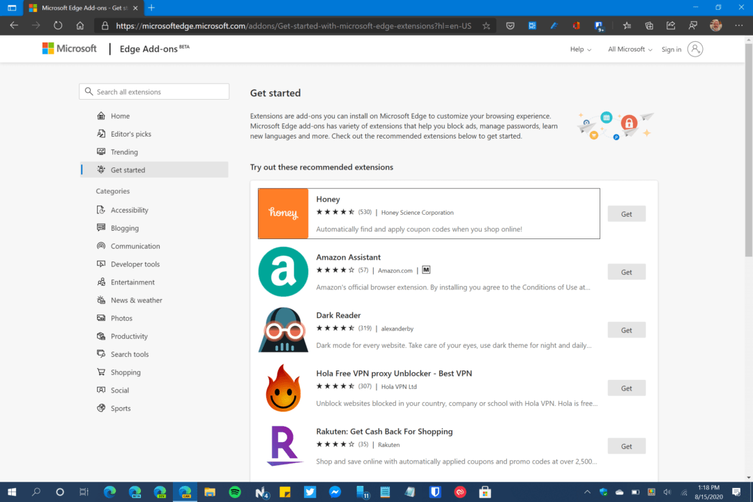 Hands On Microsoft Edge Addons Site
